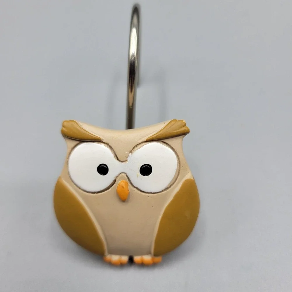 Owl & Bird Shower Curtain Hooks Set Of 12 Bathroom Decor